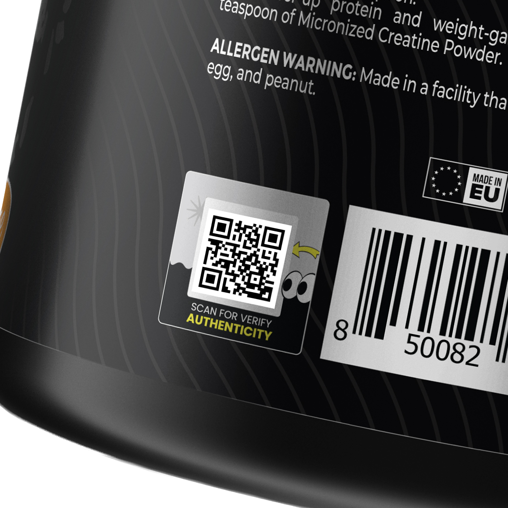 Authenticity QR label close-up